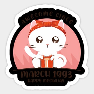 Kawaii Anime Cat 29 March 1993 29Th Sticker